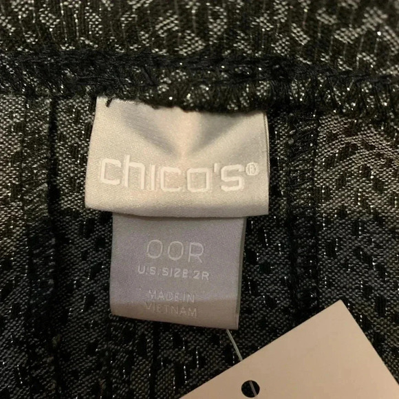 Chico's Women's Black Ankle Pants So Slimming BrigitteSlim Leg Shine Size 2R NWT - Picture 5 of 10